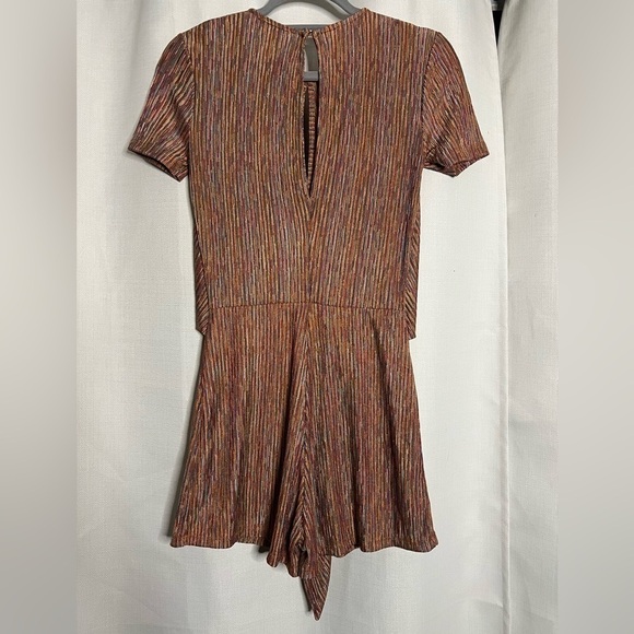 Zara Multi Color Keyhole Cutout Striped Romper Small - Picture 9 of 17